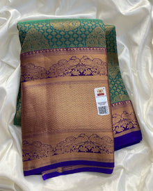 TURQUOISE GREEN KANCHIPURAM PURE SILK SAREE