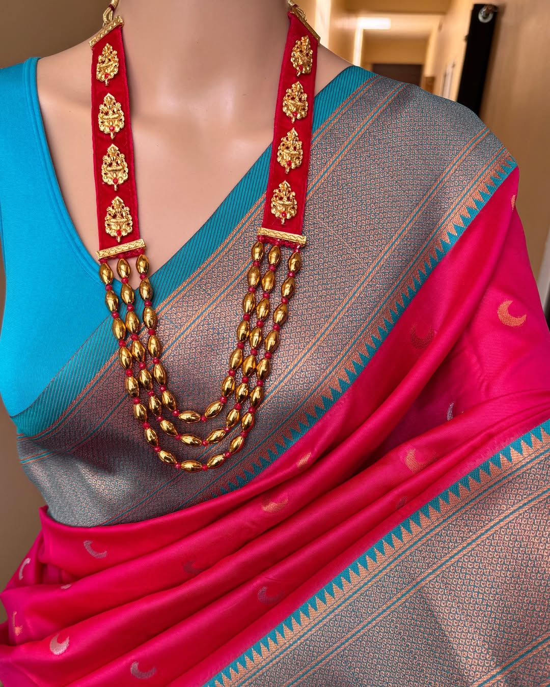 RANI PINK DUAL TONE CHANDRAKOR (MOON) ART SILK SAREE
