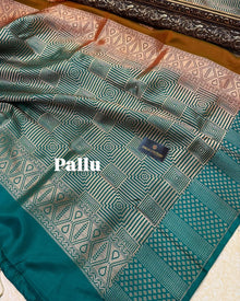 RUST BROWN DUAL TONE BANARASI SATIN SILK SAREE