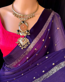 VIOLET VISCOSE GEORGETTE SAREE