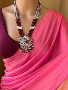 LOUTUS PINK DUAL TONE MALAI SILK PLAIN SAREE