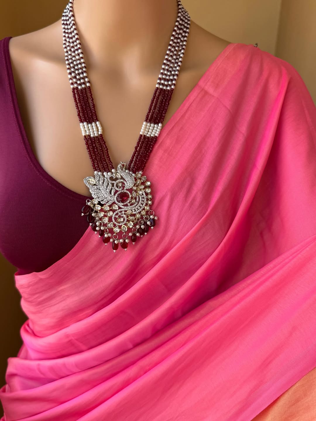 LOUTUS PINK DUAL TONE MALAI SILK PLAIN SAREE