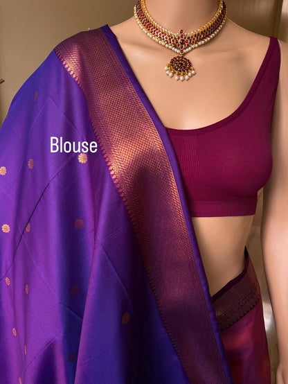 PURPLE DUAL TONE SOFT ART SILK SAREE