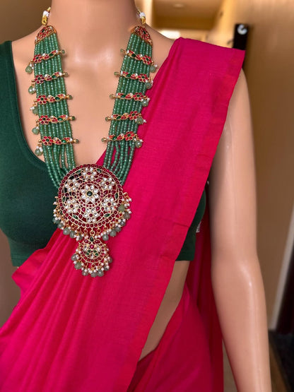 RANI PINK PLAIN KHADI COTTON SAREE
