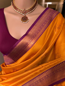 MANGO YELLOW DUAL TONE SOFT ART SILK SAREE