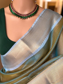 PASTEL GREEN DUAL SHADE TISSUE SAREE
