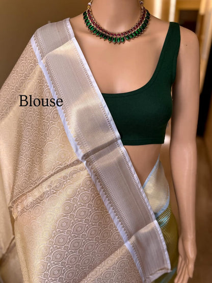 PASTEL GREEN DUAL SHADE TISSUE SAREE