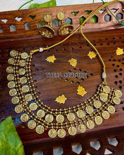 Lakshmi double coin layer necklace