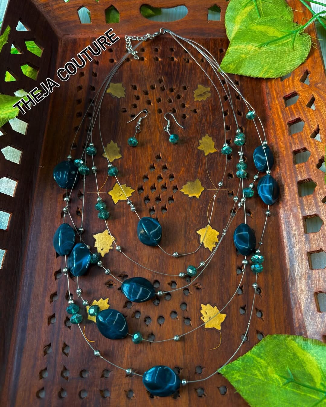 5 layers blue fancy necklace