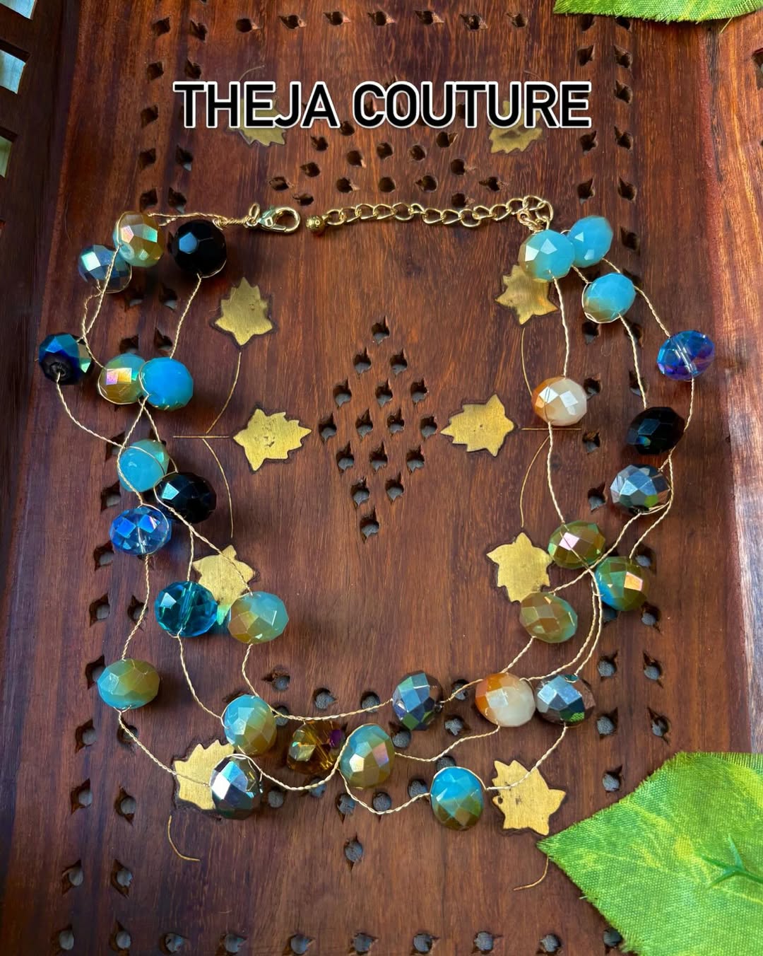 Blue shade crystal 3 layer chain