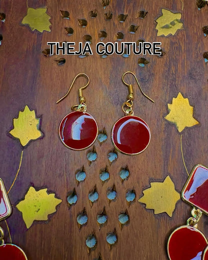 3 layer maroon antique necklace