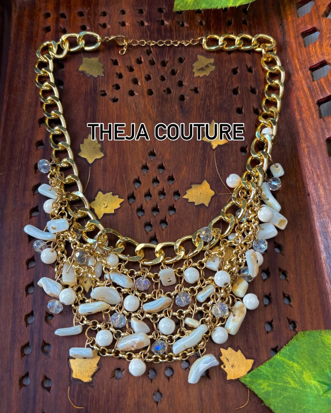 Fancy white stone layer necklace
