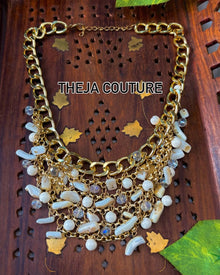 Fancy white stone layer necklace