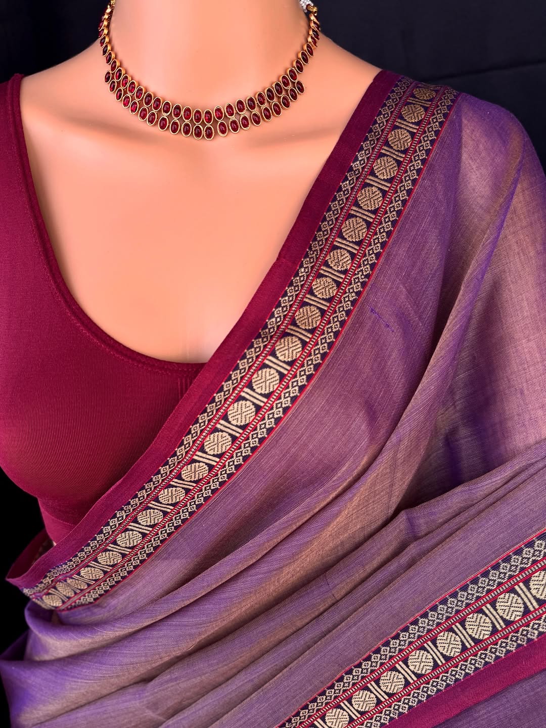Lavender soft cotton saree