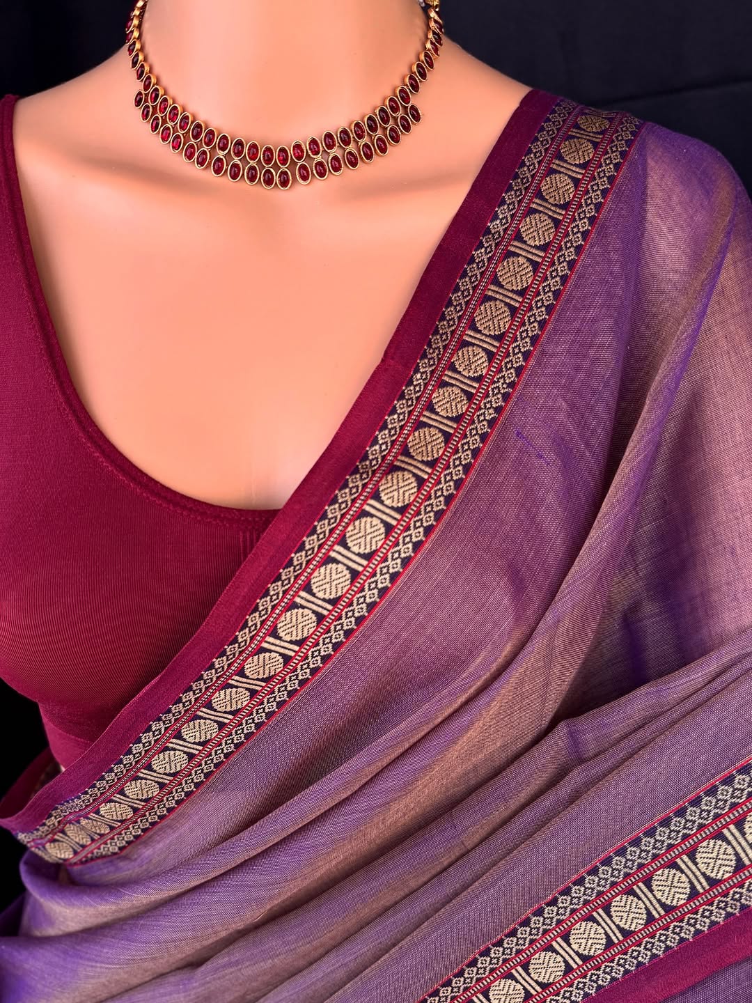 Lavender soft cotton saree