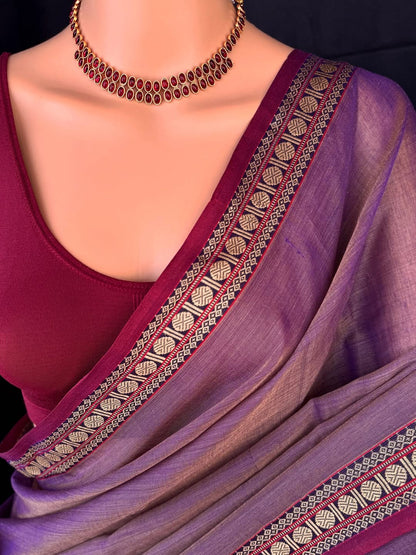 Lavender soft cotton saree