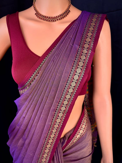 Lavender soft cotton saree