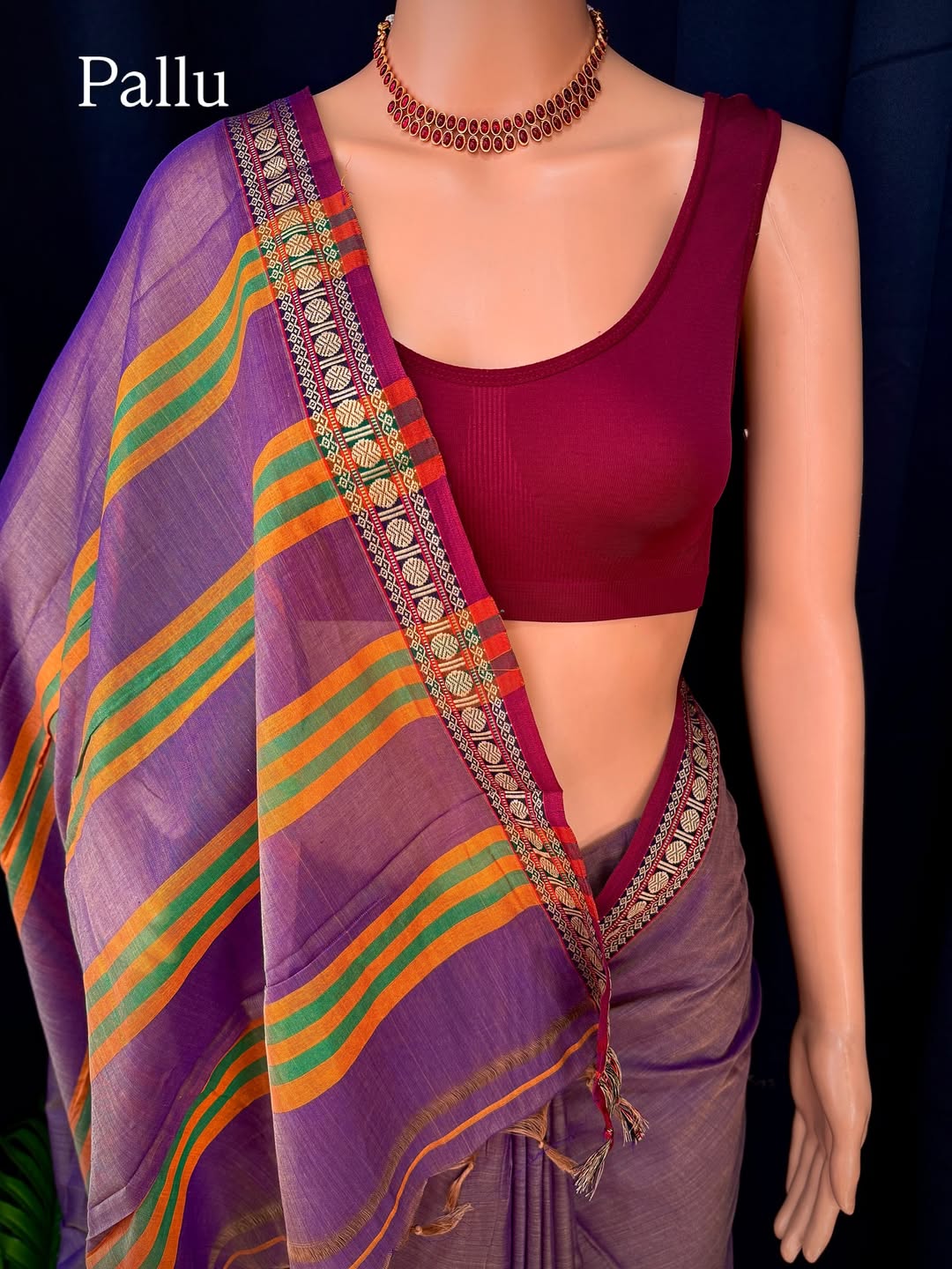 Lavender soft cotton saree