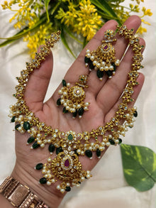 White green beads necklace