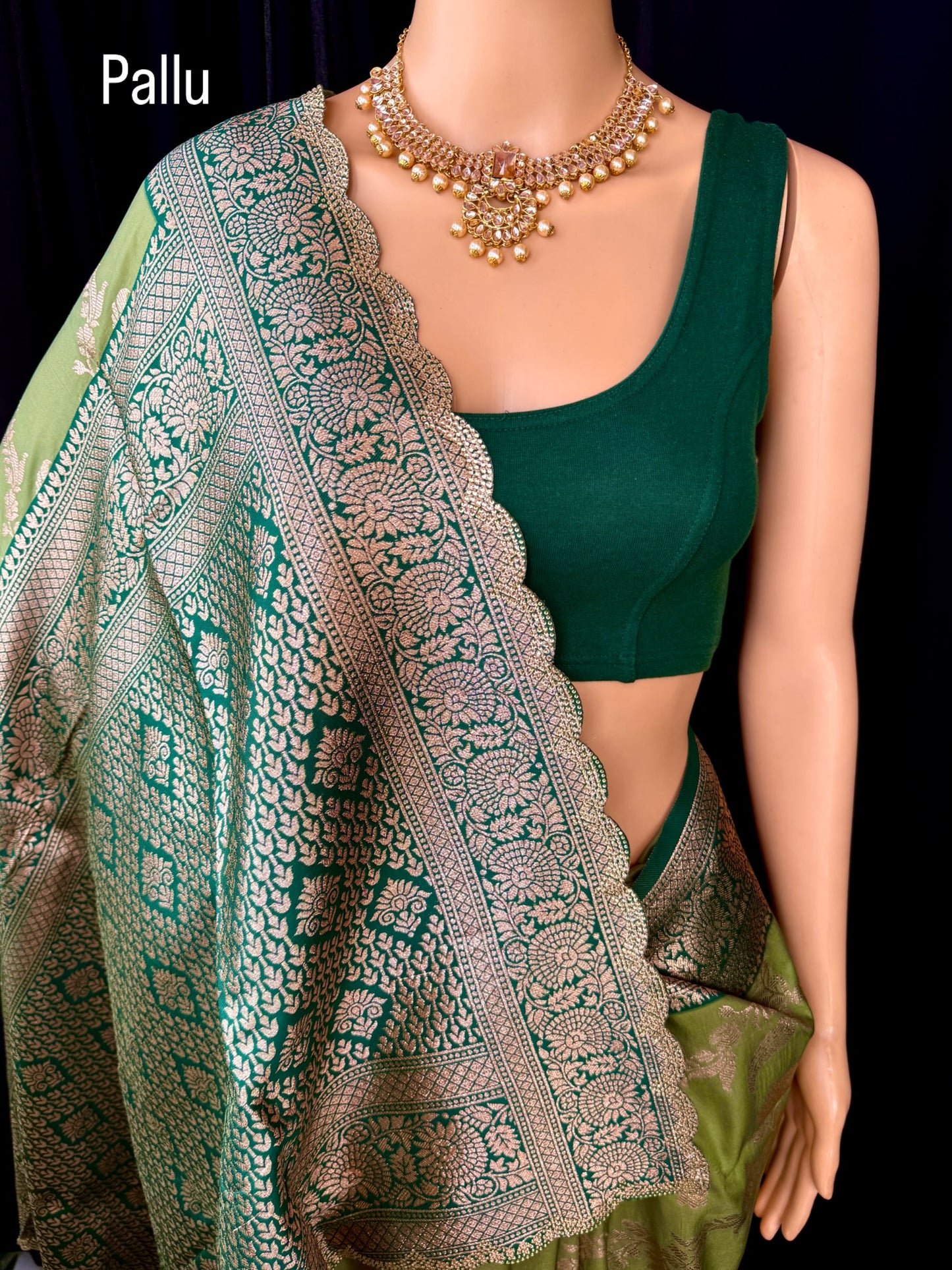 Mehendi green semi art silk saree.