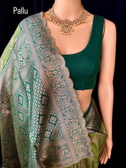 Mehendi green semi art silk saree.