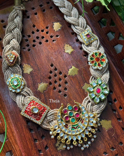 Jute braid neck piece with beautiful antique dollar