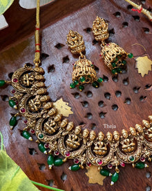 Antique Lakshmi moon short necklace.