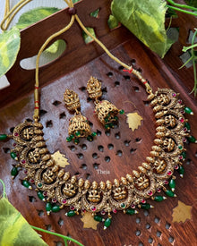Antique Lakshmi moon short necklace.