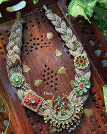 Jute braid neck piece with beautiful antique dollar