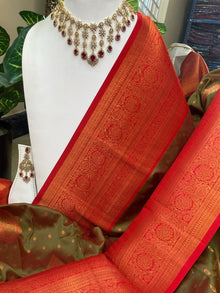 SEAWEED GREEN DUAL TONE ART SILK SAREE