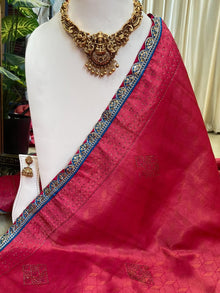RANI PINK ART SILK SAREE WITH ZARI WEAVE BORDER