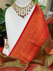 SEAWEED GREEN DUAL TONE ART SILK SAREE