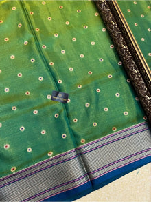 PISTA GREEN DUAL SHADE SATIN SILK SAREE
