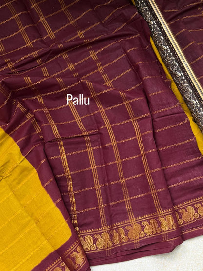 MUSTARD SUNGUDI COTTON SAREE