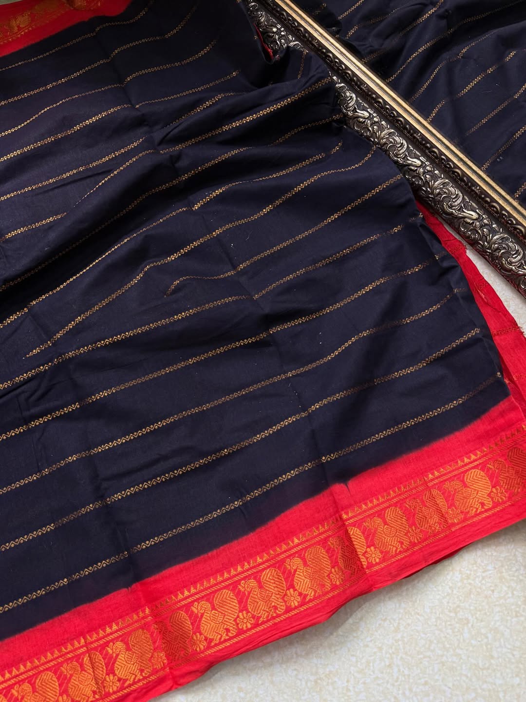 BLACK SUNGUDI COTTON SAREE