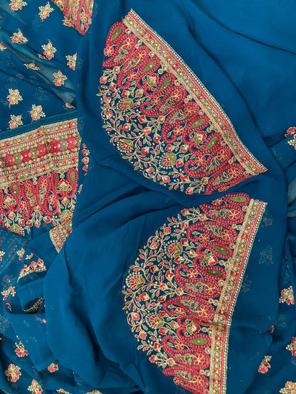 TEAL BLUE GEORGETTE SAREE