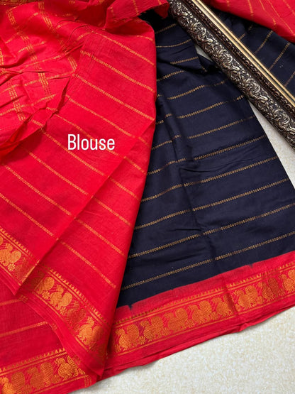 BLACK SUNGUDI COTTON SAREE