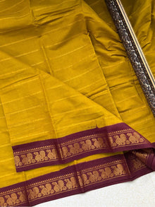 MUSTARD SUNGUDI COTTON SAREE