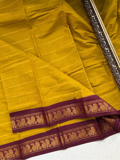 MUSTARD SUNGUDI COTTON SAREE