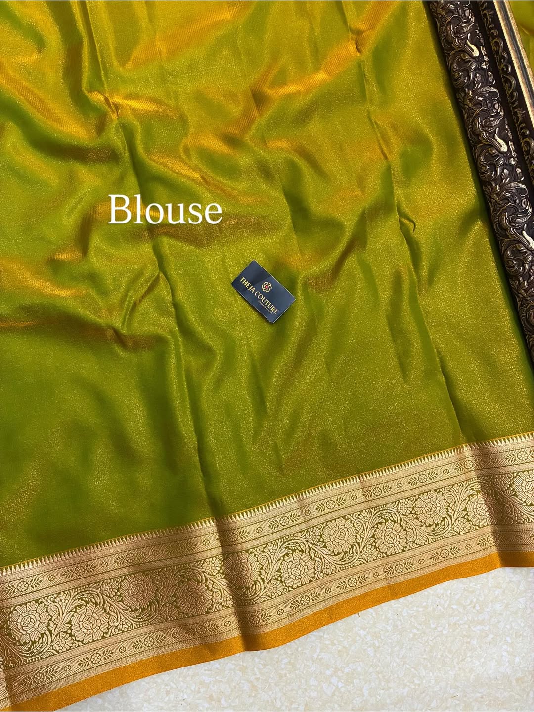 OLIVE GREEN SATIN SILK SAREE