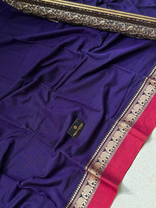VIOLET NARAYANPET COTTON SAREE WITH RED BORDER