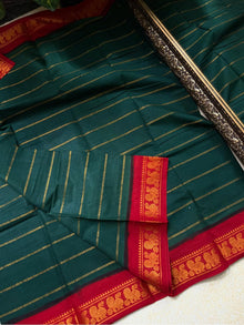 BOTTLE GREEN SUNGUDI COTTON SAREE