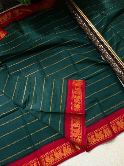 BOTTLE GREEN SUNGUDI COTTON SAREE