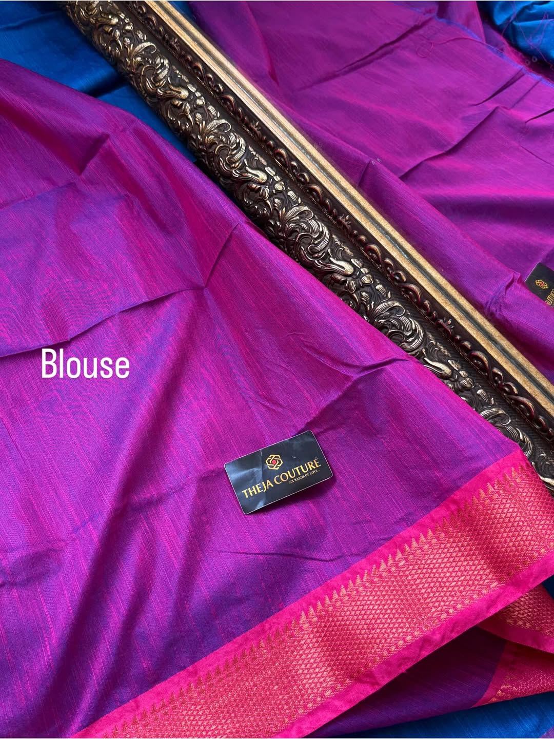 BLUE PURPLE SOFT COTTON SILK SAREE WITH PINK BORDER