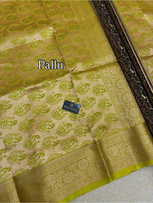 FLUORESCENT GREEN SATIN SILK SAREE