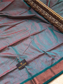 COPPER GREEN SOFT COTTON SILK SAREE