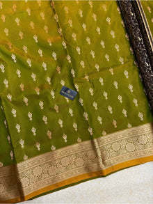 OLIVE GREEN SATIN SILK SAREE