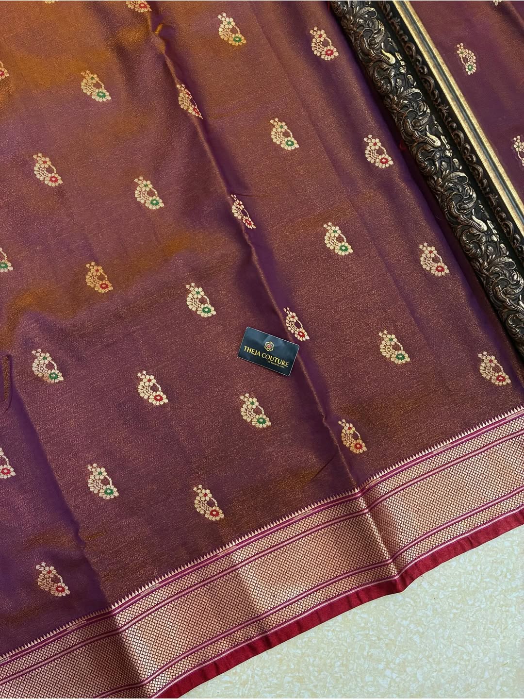 COPPER BROWN DUAL SHADED SATIN SILK SAREE