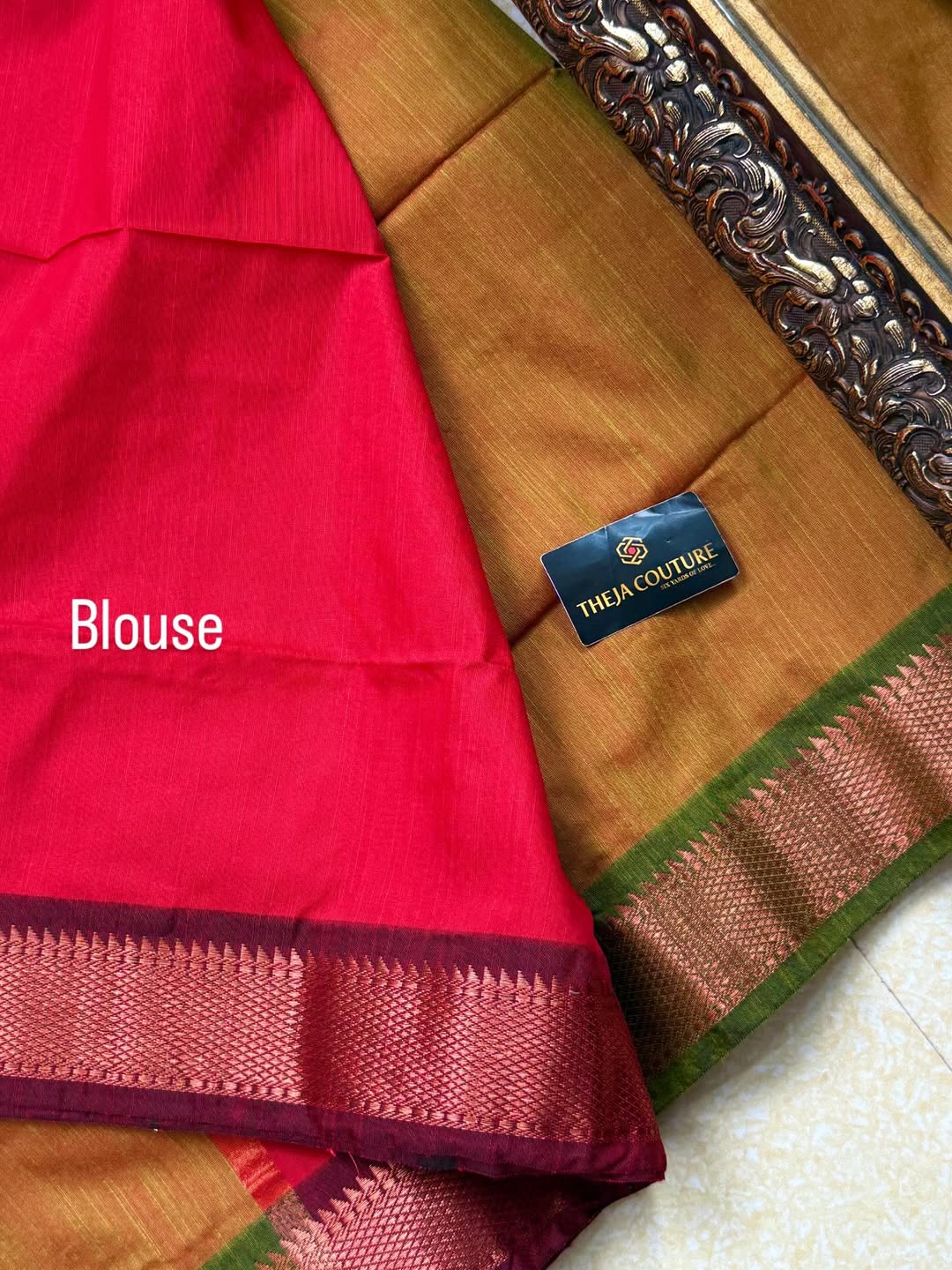 GOLDEN YELLOW SOFT COTTON ART SILK SAREE WITH RED BORDER