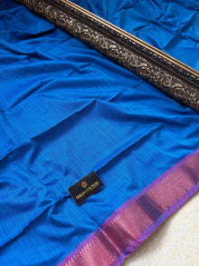 BLUE PURPLE SOFT COTTON SILK SAREE WITH PINK BORDER